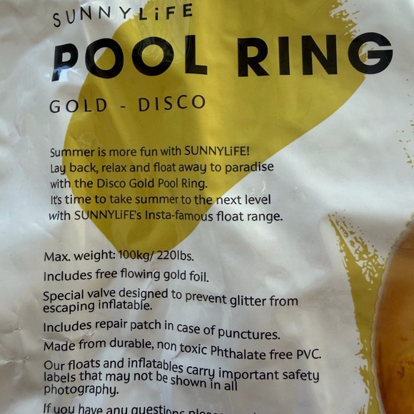 Sunnylife Gold Disco Inflatable Pool Ring - Picture 2 of 3